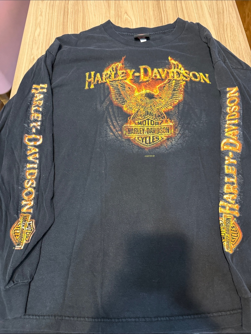 Harley-Davidson Black Long-Sleeve Tee with Fiery Eagle Graphic